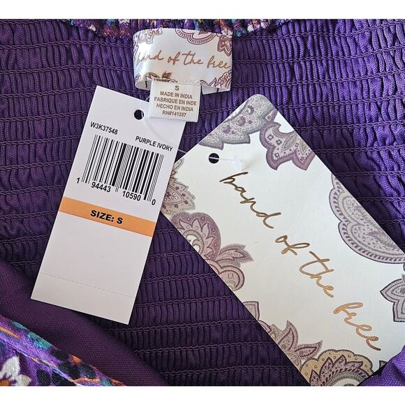 BAND OF THE FREE GYPSIES S Dress Mini Purple Floral Smocked Back NEW - Picture 3 of 7